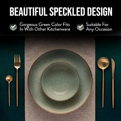 Sage Green and White Ceramic 12-Piece Dinnerware Set, Service for 4