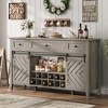 Jojoka Farmhouse Buffet Cabinet with Sliding Barn Door, Rustic Sideboard with 3 Drawer - 3 of 4