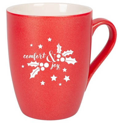 Elanze Designs Comfort & Joy Crimson Red 10 ounce New Bone China Coffee Cup Mug