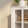 JVNOXK Double-glazed glass door buffet storage cabinet with distinctive bell-shaped handles, side table, dining room - white - 4 of 4