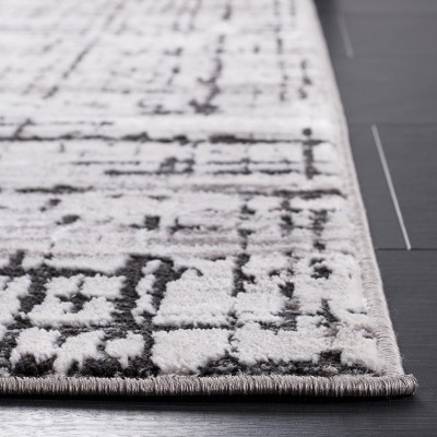 Amelia Abstract Gray Hand-Knotted Synthetic Area Rug