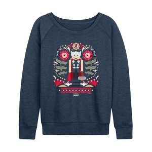 Women's - Marvel - Thor Nutcracker Lightweight French Terry Wide Neck Long Sleeve Graphic Shirt - 1 of 4