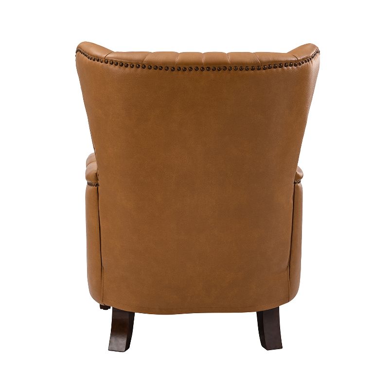 Set of 2 Valerius Genuine Leather Armchair with Nailhead Trims and Solid Wood Legs | HULALA HOME, 5 of 12