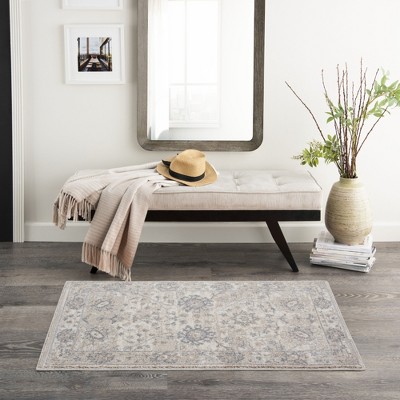 Ivory and Sand Rectangular Synthetic Persian Rug 2'2" x 3'9"