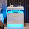 Fredees LED Nightstand with USB & Wireless Charging, Auto Sensor RGB Lights, 2 Drawers, Contemporary White Bedside Table for Bedroom Furniture - 4 of 4
