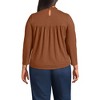 Lands' End Women's 3/4 Sleeve Cotton Slub Lace Trim Top - 2 of 4
