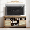 58" Boho Rattan TV Stand Fits TVs Up to 65 Inch, 4 Adjustable Open Shelves & 2 Rattan-Door Cabinets - 3 of 4