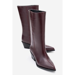 Juana - Burgundy Genuine Leather Pointed Toe Boot (Women) | Forever & Always Shoes - 1 of 4