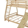 PAGED Twin over Twin Bunk Bed House Shaped Pine Bed Frame with Trundle, Slide, Storage Stairs and Guardrails for Bedroom - 4 of 4