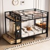 Racxily Metal Bunk Bed for Teens with Storage Shelves, Drawers and Pegboard, Black - 3 of 4