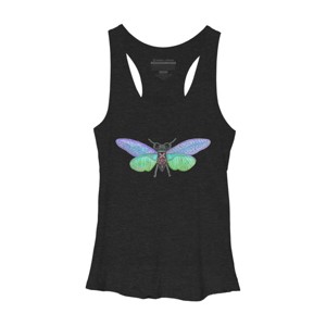 Women's Design By Humans Botanical Watercolor Cicada By MisoKnotty Racerback Tank Top - 1 of 2