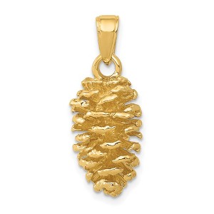 Black Bow Jewelry 14k Yellow Gold 3D Polished Pinecone Pendant - 1 of 4