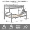 MAYEERTY Twin over Full Bunk Bed with Ladder, Wooden Bed Frame with High Guardrail and Ladder for Kids, No Box Spring Needed, Grey - 4 of 4