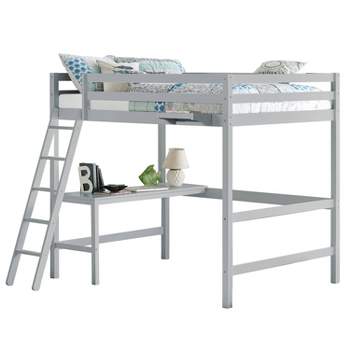 Full Caspian Kids' Loft Bed with Hanging Nightstand Gray - Hillsdale Furniture