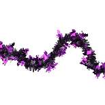 Northlight Black with Purple Bats Halloween Tinsel Garland - 50 feet, Unlit