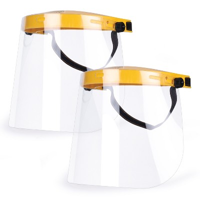 Bison Life Clear Face Shield, Reusable & Lightweight Face Protection, One Size, Yellow - 2 Pack