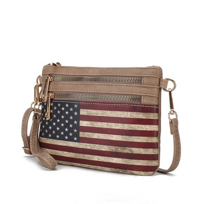 MKF Collection Alisson Vegan Leather Women’s FLAG Crossbody Wristlet Bag by Mia K