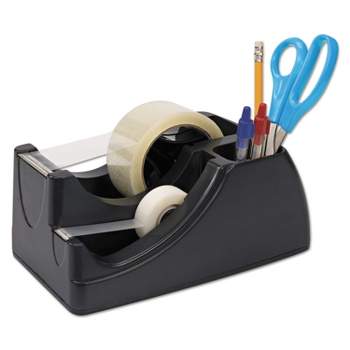 Officemate Recycled 2-in-1 Heavy Duty Tape Dispenser 1" and 3" Cores Black 96690
