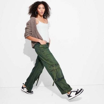 Women's Mid-Rise Wide Leg Cargo Baggy Pants - Wild Fable - Picture 10 of 13