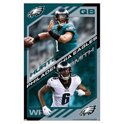 Trends International NFL Philadelphia Eagles - Jalen Hurts Feature Series  23 Framed Wall Poster Prints White Framed Version 22.375 x 34