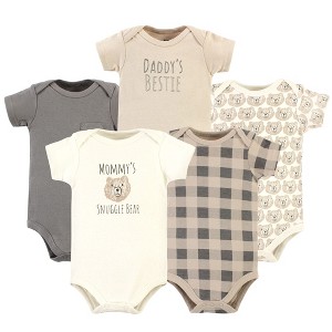 Hudson Baby Cotton Bodysuits, Snuggle Bear 5 Pack - 1 of 4