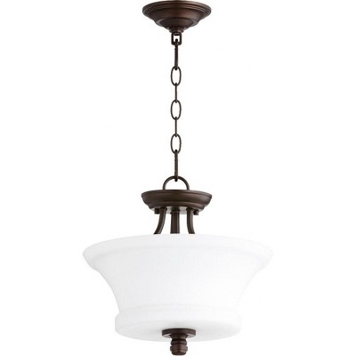 Quorum Lighting Rossington 2-Light Pendant, Oiled Bronze, 13W, 13.5H, 75W, Dry Rated