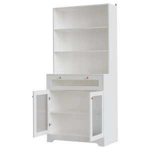 Kitchen Pantry Cabinet, 62 Inch Freestanding Hutch Cupboard with Large Countertop - 1 of 4