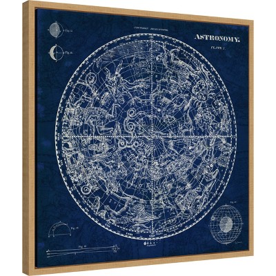 Amanti Art Celestial Blueprint by Sue Schlabach Canvas Wall Art Print Framed 22-in. x 22-in. in Maple