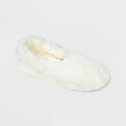 Women's Faux Fur Cozy Pull-on Slipper Socks - Ivory S/m : Target