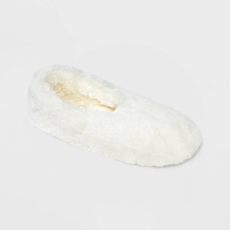 Women's Faux Fur Cozy Pull-On Slipper Socks with Grippers, 1 of 13