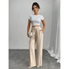 Womens Wide Leg Long Pants Summer Fall High Waist Straight Work Casual Pants Work Office Business Palazzo Trousers with Pockets - 4 of 4