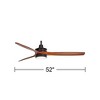 52" Casa Vieja Rustic Farmhouse 3 Blade Indoor Ceiling Fan with Dimmable LED Light Remote Control Matte Black Walnut Solid Wood for Living Room House - 4 of 4
