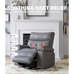27" Oversized Recliner Chairs with Heat and Massage - 360° Swivel Lazy Recliner Chair for Adults- Manual Rocking Chair with Remote Control - 1 of 4