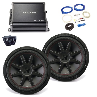 Kicker 43CVR122 12” CompVR Subwoofers with 43CXA6001 CX-Series Amplifier with wire kit