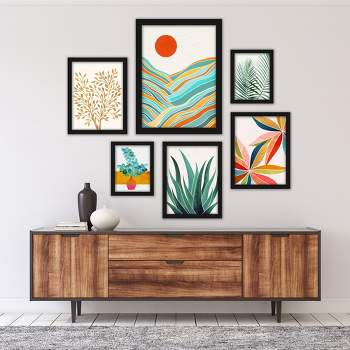 Americanflat Boho Botanical (Set Of 6) Framed Prints Gallery Wall Art Set Sunrise By Modern Tropical