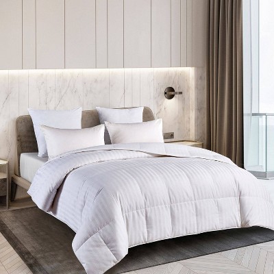 350 Thread Count Oversized Damask Cotton White Goose Down and Feather Comforter - Blue Ridge Home Fashions