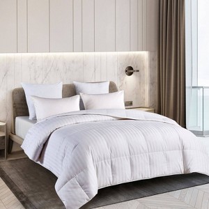 350 Thread Count Oversized Damask Cotton White Goose Down and Feather Comforter - Blue Ridge Home Fashions - 1 of 4