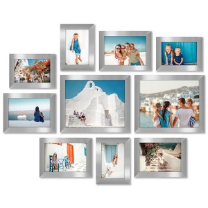 Americanflat 10 Piece Silver Gallery Wall Picture Frame Set with 8x10, 5x7, and 4x6.Picture Frames For Wall or Desk - 1 of 4