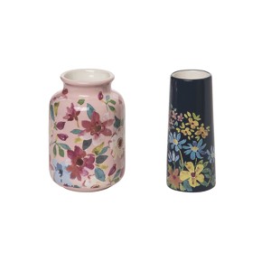 Transpac Dolomite 6 in. Multicolor Spring Floral Boutique Vase Set of 2 - 1 of 2