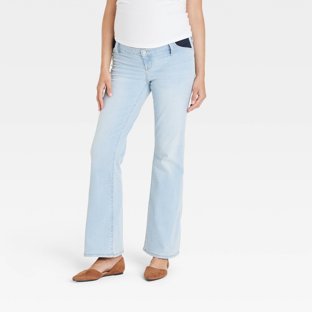 Under Belly High-Rise Denim Flare Maternity Pants