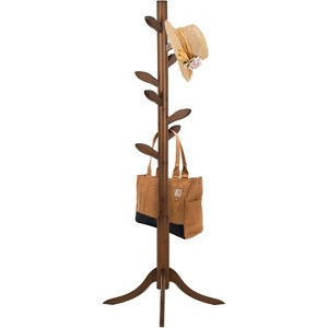 Bekrvio Freestanding Coat Rack With 8 Leaf Hooks, 3-Size Height Adjustable Clothes Hanger for Jacket/Hat - Entryway,Corner, Bedroom - 1 of 4