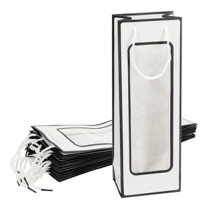 Unique Bargains Sturdy Paper Clear Window Wine Gift Bags with Rope Handles 4.92"x3.35"x14.2" - 1 of 4