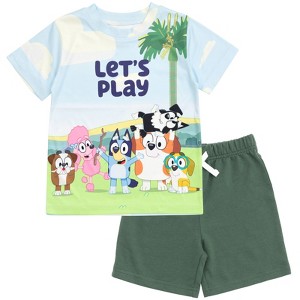 Bluey Chilli Mom Bandit Dad Bingo Coco Honey Winton T-Shirt and Shorts Outfit Set Toddler to Big Kid - 1 of 4