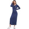 Women Long Sleeve Pullover Hoodie Dress Stripe Pocket Slim Sweatshirt Casual Maxi Dress - 2 of 4