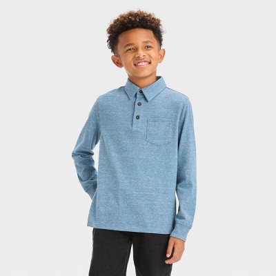 Blue long sleeve outlet polo