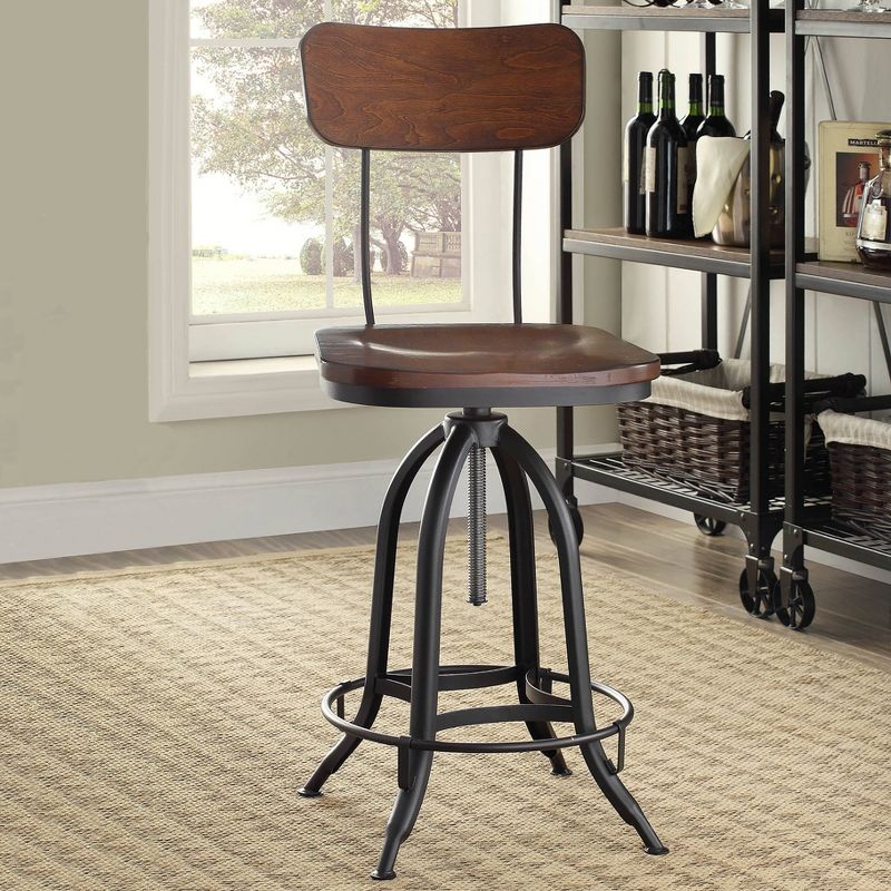 Mason Adjustable Counter Height Barstool Chestnut/Black - Carolina Chair &#38; Table, 4 of 5