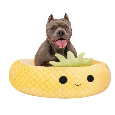 Squishmallows Maui The Pineapple Cat and Dog Bolster Bed - Yellow