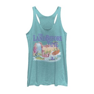 Women's The Land Before Time Dinosaur Summer Splash Racerback Tank Top - 1 of 3