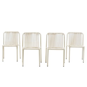Christopher Knight Home Balfour Outdoor Modern Stackable Rattan and Iron Dining Chair (Set of 4) - 1 of 4