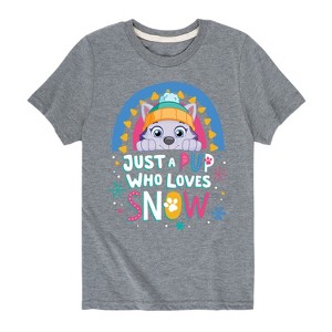 Boys' - Paw Patrol - Just A Pup Who Loves Snow Short Sleeve Graphic T-Shirt - 1 of 4